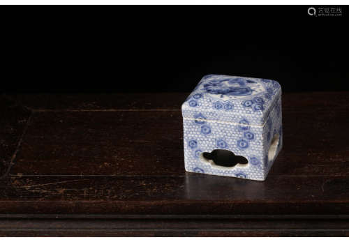 A Chinese Blue ans White Porcelain Ink Box