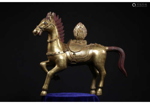A Chinese Gilded Bronze Horse Decoration