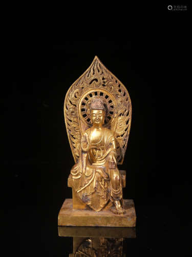 A Chinese Gilded Bronze Tathagata Statue