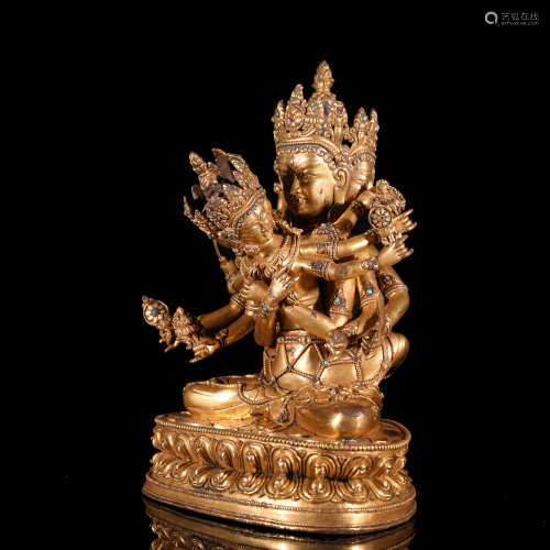 A Chinese Gilded Bronze Statue of Vajradhara
