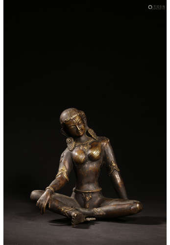 A Chinese Bronze Tara Seated Statue