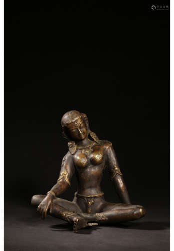 A Chinese Bronze Tara Seated Statue
