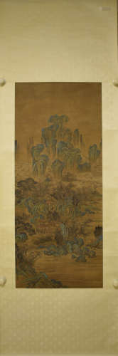 A Chinese Landscape Silk Scroll,Tang Dai Mark