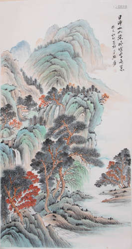 A Chinese Mountain Painting,Zhang Daqian Mark
