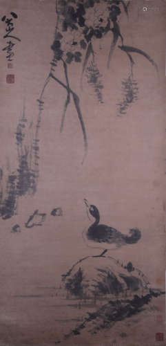 A Chinese Flower and Bird Painting, Ba Dashanren  Mark