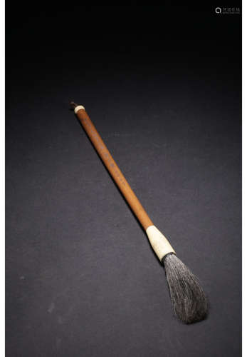 A Chinese Carved Bamboo Body Goat Hair Brush 