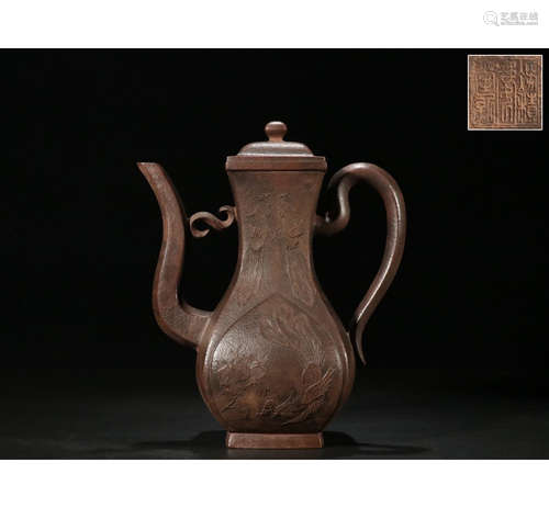 A Chinese Purple Sands Flagon,Feng Ji Qing Tang Mark