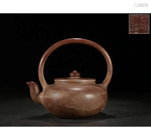 A Chinese Carved Girder Pot, Zhou Guizhen Mark