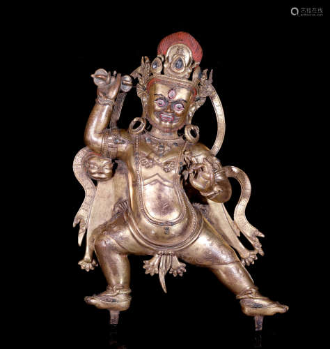 A Chinese Gilded Bronze Statue of Vajrapani