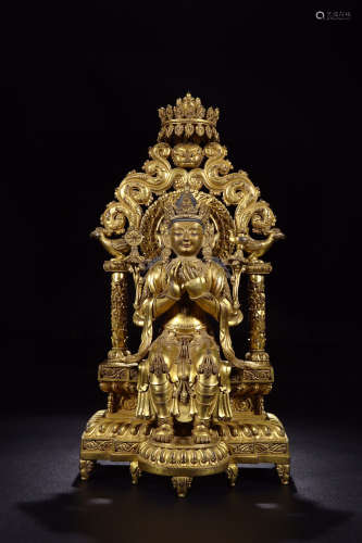 A Chinese Gilded Bronze Statue of The Future Buddha