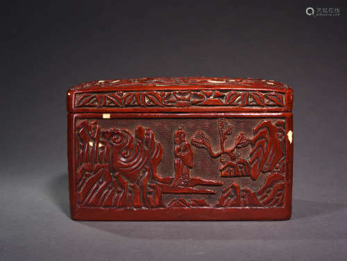 A Chinese Carved Lacquerware Box with Cover