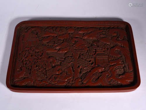 A Chinese Carved Lacquerware Square Plate