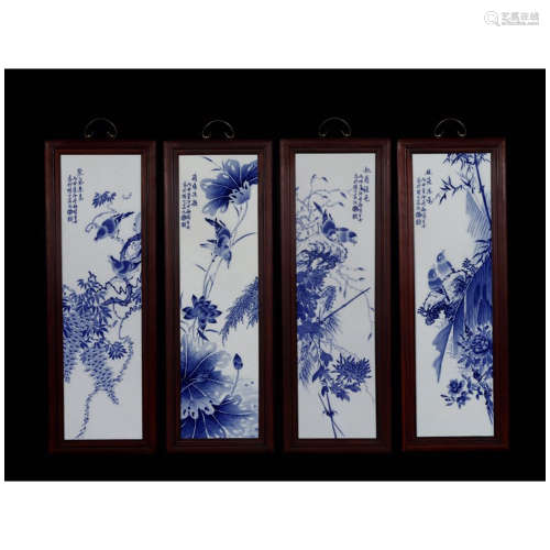 A Set of Chinese Porcelain Screen,4pcs