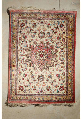 A Chinese Persian Floral Silk Carpet