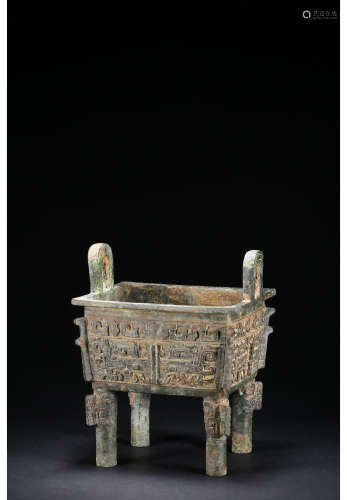 A Chinese Bronze Square Vessel