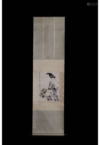 A Chinese Flowers and Birds Scroll Painting, Wang Xuetao Mark
