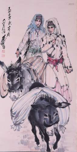 A Chinese Figures Painting, Huang Zhou Mark