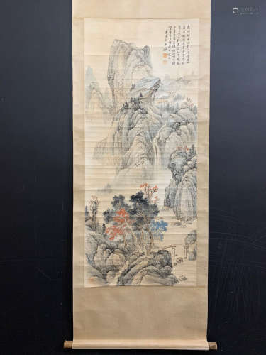 A Chinese Landscape Scroll Painting ,Wang Jian Mark