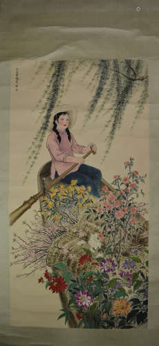 A Chinese Figures Painting, Fang Rending Mark