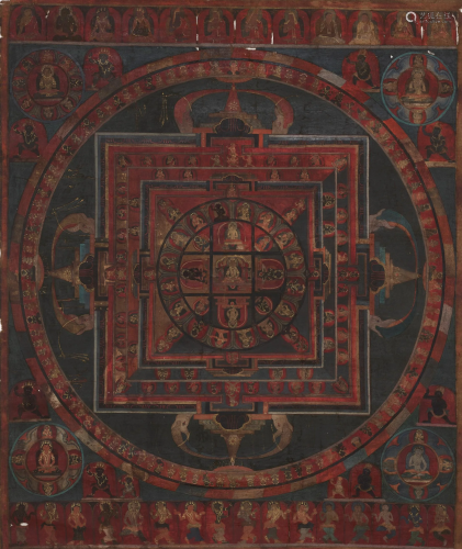 A MANDALA THANGKA, 15TH - EARLY 16TH CENTURY