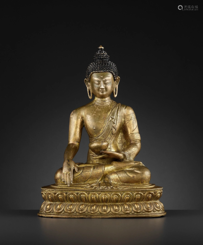 A GILT-BRONZE OF BUDDHA SHAKYAMUNI 17TH …