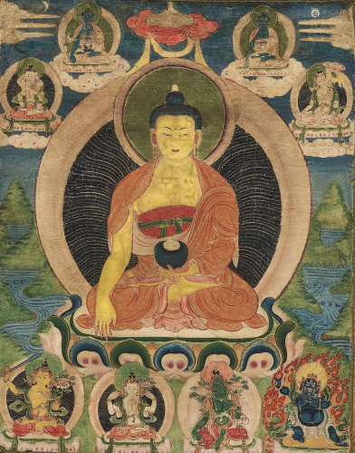 A BUDDHA SHAKYAMUNI THANGKA, 18T…