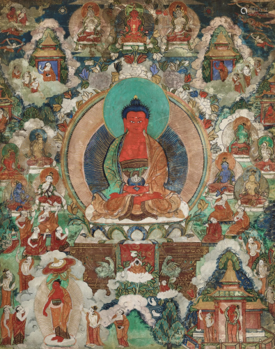 A THANGKA OF THE RED BUDDHA AMITABHA IN S…