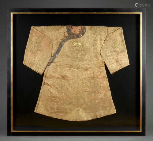 A SILK AND GOLD THREAD DRAGON ROBE, JIFU, QING DYNASTY