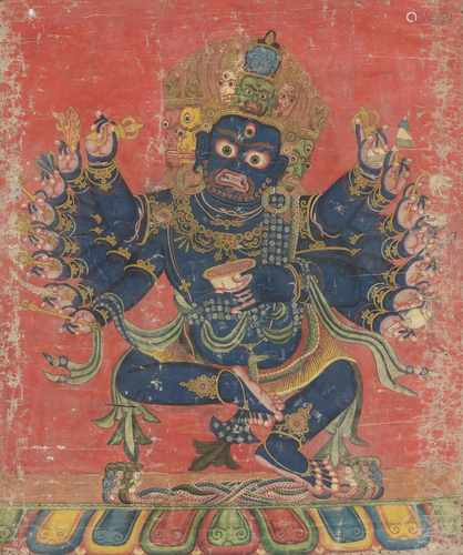 A THANGKA OF CHATURMUKHA MAHAKALA, …