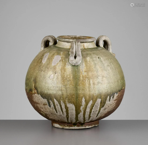 A LARGE GLAZED STONEWARE JAR, SUI - TANG…