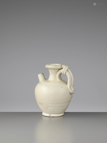 A TANG DYNASTY CREAM-GLAZED 'ROPE TWIST'…