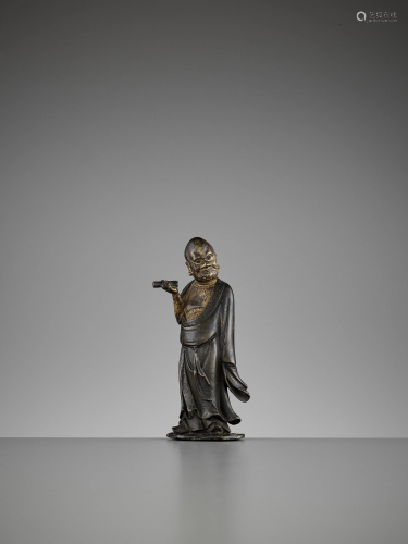 A LACQUER-GILT BRONZE FIGURE OF A LUOH…