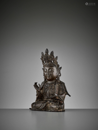 A BRONZE FIGURE OF AVALOKITESVARA, MING DYN…