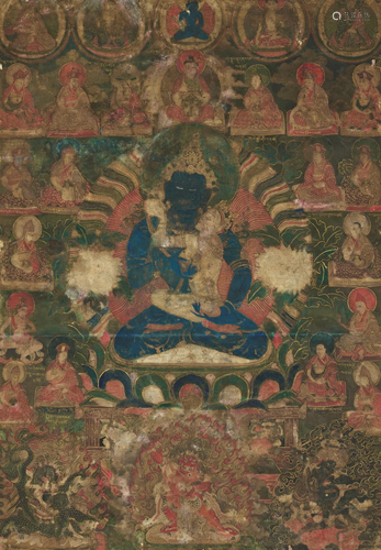 A THANGKA OF THE BLUE VAJRASATTVA, EARLY 18TH CENTURY