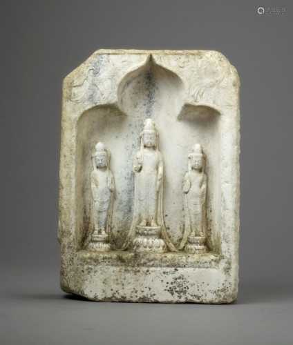 A WHITE MARBLE BUDDHIST STELE, NORTHERN …