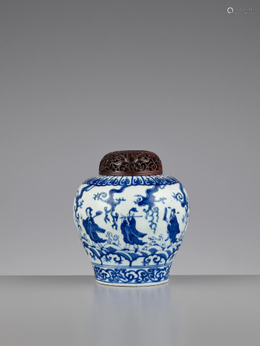 A BLUE AND WHITE JAR, WANLI MARK AND PERIOD