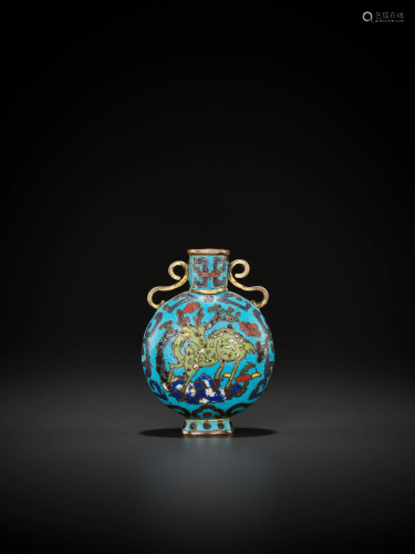 A CLOISONNE AND GILT-BRONZE BIANHU, MING…