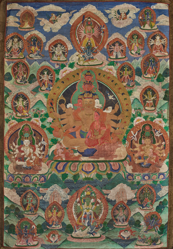 A LARGE THANGKA OF SHIVA, NEPAL, 18TH-19TH CE…