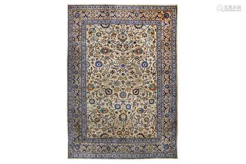 AN EXTREMELY FINE SILK KASHAN RUG, CENTRAL PERSIA