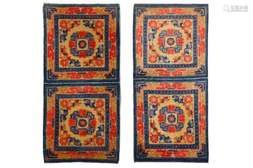 A PAIR OF DOUBLE SETTED TIBETAN TEMPLE RUGS