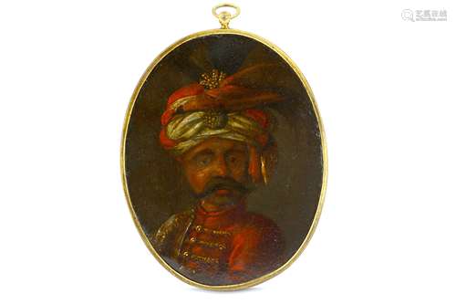 AN OVAL PORTRAIT MINIATURE OF THE OTTOMAN SULTAN SULEYMAN II (1642 - 1691)