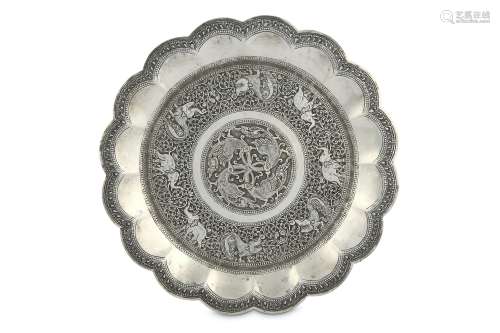 A SOUTH-EAST ASIAN LOBED SILVER PLATE