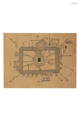 A MAP WITH AN AERIAL VIEW OF KA'BA