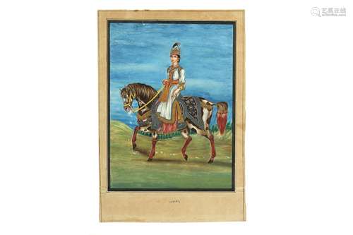 AN EQUESTRIAN PORTRAIT OF A LUCKNOW NAWAB