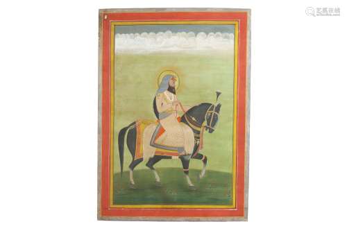 AN EQUESTRIAN PORTRAIT OF A SIKH GENERAL