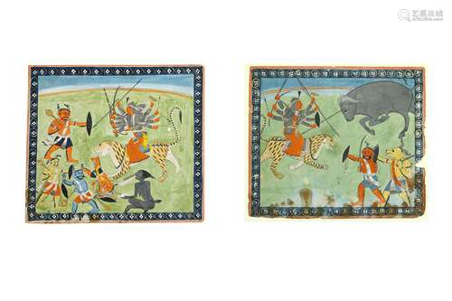 TWO ILLUSTRATIONS FROM A DEVI MAHATMYA SERIES