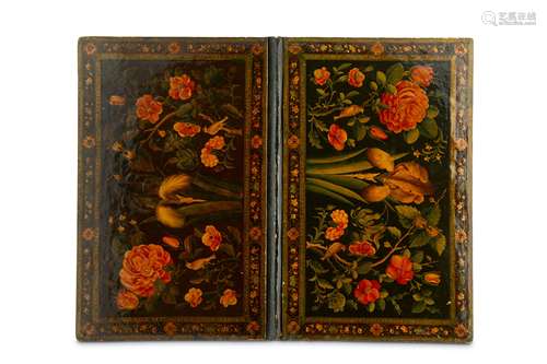 *A QAJAR LACQUERED PAPIER-MÂCHÉ FLORAL BINDING