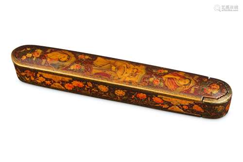 *A QAJAR LACQUERED PAPIER-MÂCHÉ PEN CASE (QALAMDAN)