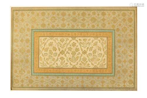 *AN ALBUM PAGE WITH GOLDEN FLORAL DECORATION