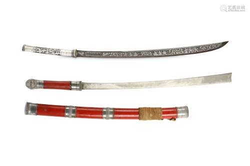 TWO BURMESE DHA SWORDS